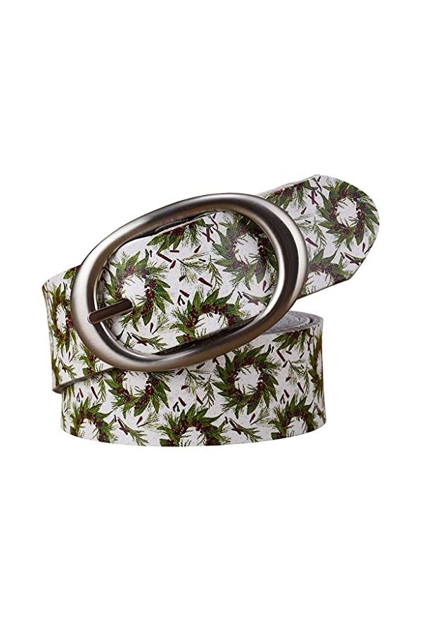 ZAIZAI Ceintures en cuir véritable pour femme avec boucle ardillon Motif feuilles vertes 115 cm