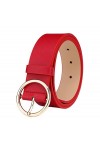 Oyccen Mode Femmes Ceintures Large avec Boucle Ronde Ceinture pour Jeans Pantalons Robes - Rouge - Taille unique