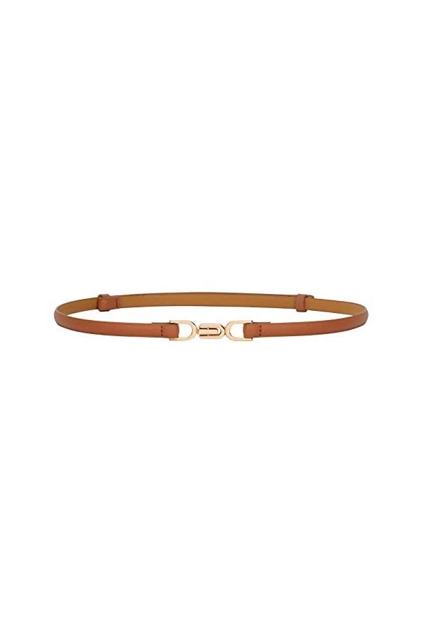 JASGOOD Ceinture fine en cuir pour femme avec boucle dorée pour femme, A-noir+marron, Taille Unique