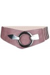 Vanessa & Melissa Ceinture de taille de 6 cm de large ceinture de hanche avec boucle d’anneau argenté, ceinture étirée Noir,
