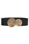 Weenkeey Ceinture élastique vintage large pour femme - Ceinture extensible rétro - Ceinture tendance avec double boucle ronde