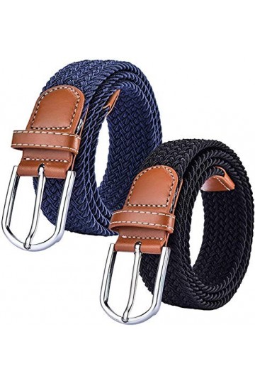 Chalier 2x Ceintures Femme Homme Elastiques Belt Tressées Extensible pour Jeans Robe Pantalons avec Boucle …