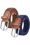 Chalier 2x Ceintures Femme Homme Elastiques Belt Tressées Extensible pour Jeans Robe Pantalons avec Boucle …