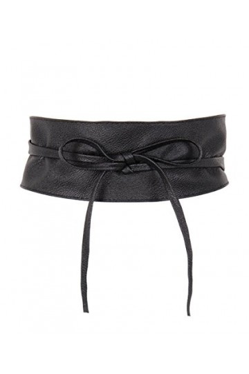 KRISP Ceinture femme Obi Simili Cuir Large Chic élégante pour robe Soiré Cérémonie Cérémonie, Noir, Taille Unique, 14987-BLK-