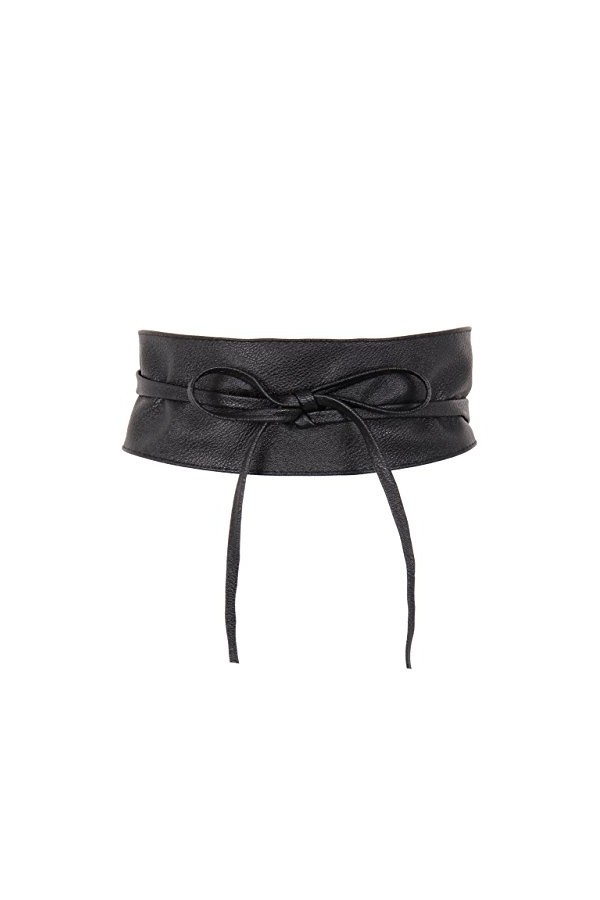 KRISP Ceinture femme Obi Simili Cuir Large Chic élégante pour robe Soiré Cérémonie Cérémonie, Noir, Taille Unique, 14987-BLK-