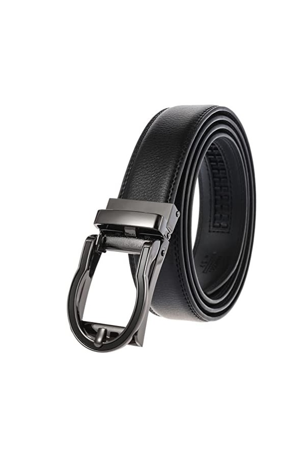 YANYUESHOP Ceintures Hommes à Cliquet Réglable Ceinture en Cuir Classique Design dentreprise Boucle en Alliage Automatique C