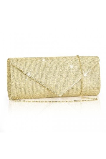 Larcenciel Pochette Enveloppe Sac de Soirée en Paillettes Brillant Argenté pour Femme Or 