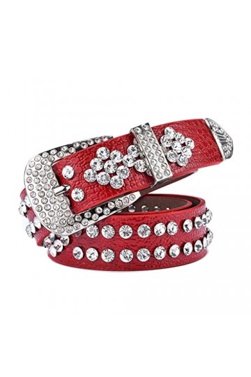 MMAXZ Strass incrusté large ceinture femme ceinture femme jeans bande de pantalon blanc rouge bleu ceinture femme Color : B,