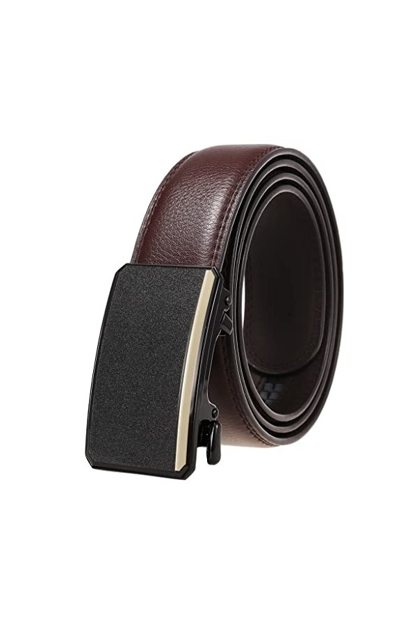 YANYUESHOP Ceinture en Cuir pour Hommes Business Ceinture à Cliquet en Cuir Formel Boucle Automatique en métal pour Homme Co