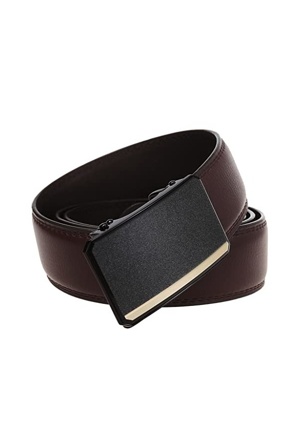 YANYUESHOP Ceinture en Cuir pour Hommes Business Ceinture à Cliquet en Cuir Formel Boucle Automatique en métal pour Homme Co