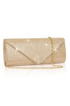Larcenciel Pochette Enveloppe Sac de Soirée en Paillettes Brillant Argenté pour Femme Or 