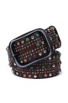 Yousiju Ceinture à rivets style punk pour femme Couleur C 120 cm