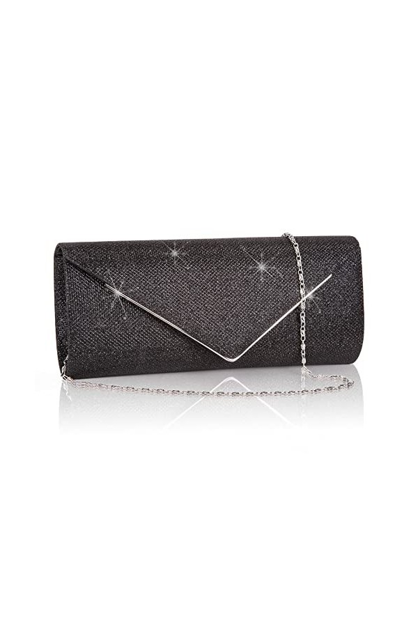 Larcenciel Pochette Enveloppe Sac de Soirée en Paillettes Brillant Argenté pour Femme Or 