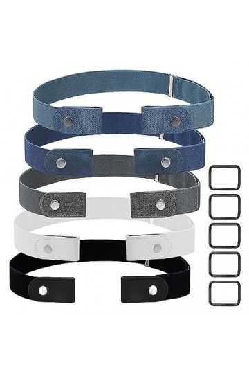 Ceinture Sans Boucle, 5pcs Ceinture Elastiqueo pour Femmes ou Hommes, Bien Faites, Super Elastiques, Solides, Durables, Ceint