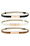 KLYNGTSK 3 PCS Ceinture Fine en Cuir Femme Ceinture de Robe Femme 3 Couleurs Ceinture Élastique pour Femme avec Boucle Ceintu