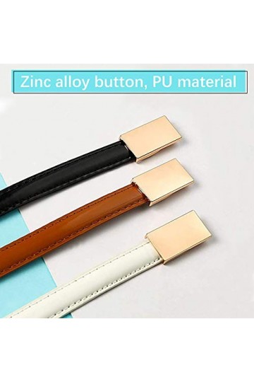 KLYNGTSK 3 PCS Ceinture Fine en Cuir Femme Ceinture de Robe Femme 3 Couleurs Ceinture Élastique pour Femme avec Boucle Ceintu