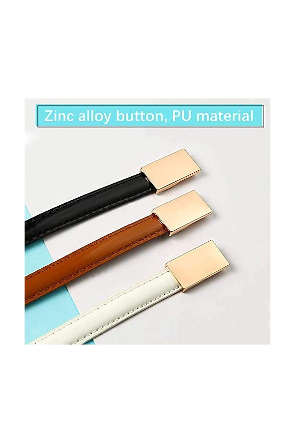 KLYNGTSK 3 PCS Ceinture Fine en Cuir Femme Ceinture de Robe Femme 3 Couleurs Ceinture Élastique pour Femme avec Boucle Ceintu