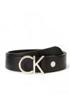 Calvin Klein Ceinture Femme Ck Logo Belt 3.5 cm Ceinture Cuir, Noir Black , 100 cm