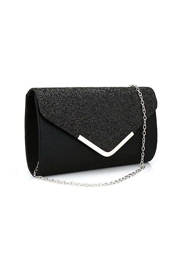 Milky Way Pochette Enveloppe Soirée Sac à Main Mariage En Paillettes Brillan Bandouliere Chic Et Elegant Clutch Argenté Avec 
