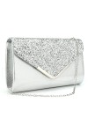 Milky Way Pochette Enveloppe Soirée Sac à Main Mariage En Paillettes Brillan Bandouliere Chic Et Elegant Clutch Argenté Avec 