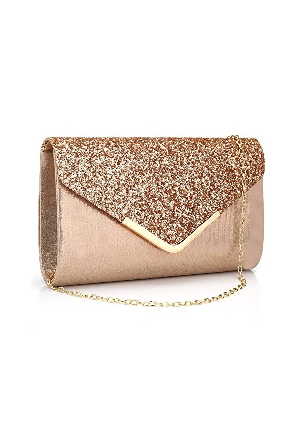 Milky Way Pochette Enveloppe Soirée Sac à Main Mariage En Paillettes Brillan Bandouliere Chic Et Elegant Clutch Argenté Avec 