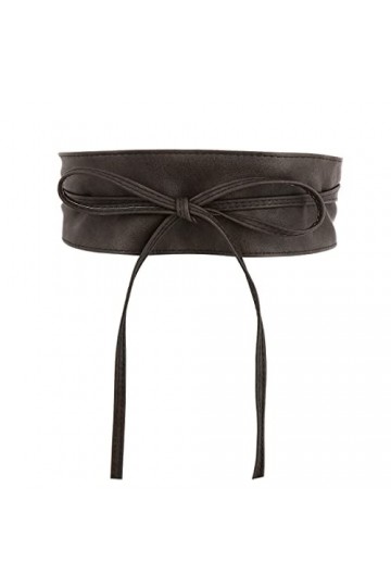 FASHIONGEN - Ceinture Obi pour Femme, Ceinture large Obi, Similicuir de Poylurethanne, haute qualité, MICA - Noir, S-M