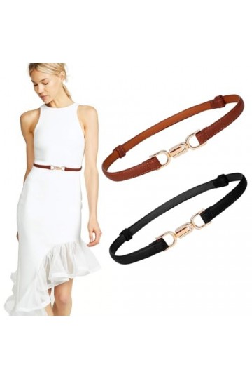 SJBAUTYO 2 Pièces Ceinture Elastique pour Femmes,Ceinture Extensible Vintage avec Boucle Métallisée,pour Robe,Chemises Ceintu