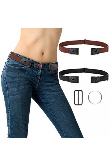 MELLIEX 2pcs Ceinture sans Boucle Ceinture Femme & Homme Élastique Invisible Ceinture Réglable Dégagement Rapide Ceinture pou