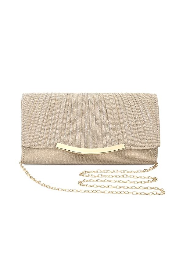 Asvert Pochettes et Clutches Femme, Sac de Soirée, Pochette Doree Mariage, Sac à Main pour Fete, Voyage, Boule Doré 