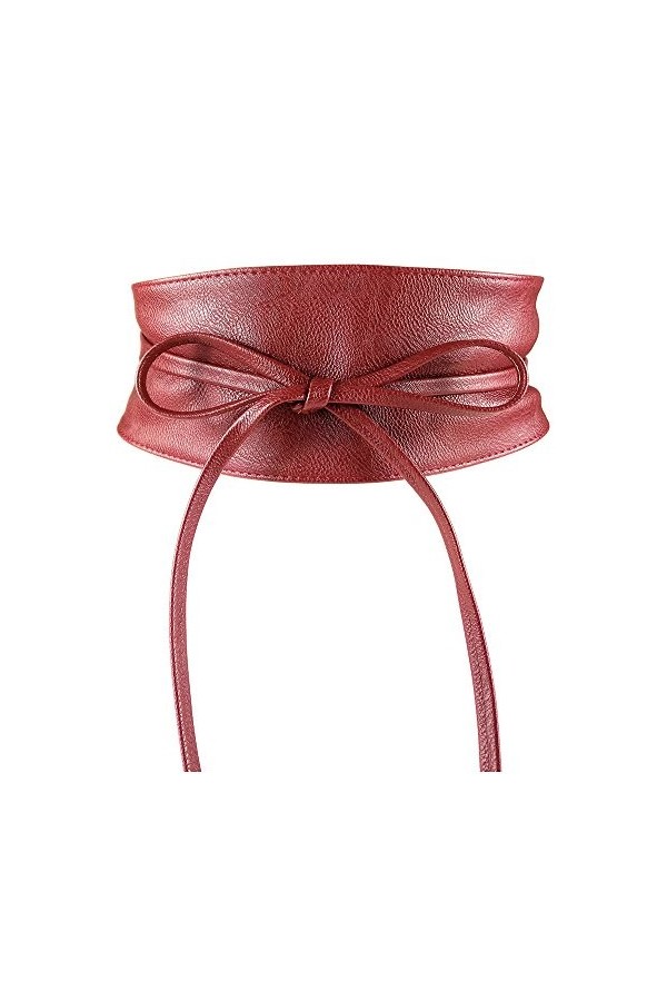 MYB Ceinture écharpe en simili cuir pour femme - modèle obi - taille unique Doré 