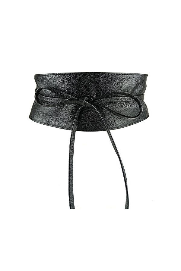 MYB Ceinture écharpe en simili cuir pour femme - modèle obi - taille unique Doré 