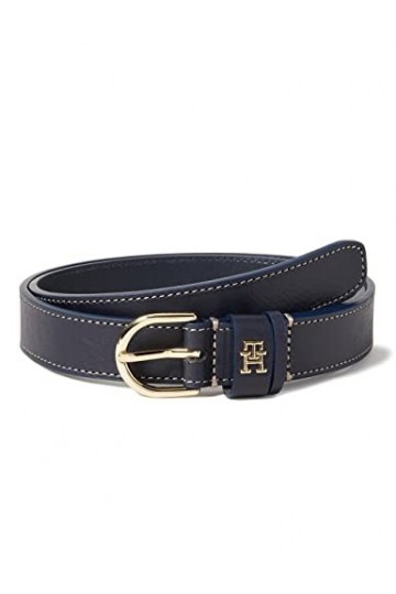 Tommy Hilfiger Ceinture Femme TH Timeless 2.5 Topstitch Ceinture Cuir, Bleu Space Blue , 80
