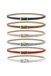 Augoog 6 Pcs Ceinture Femme 1cm de Large et 105 cm de Long,Noir Blanc Rouge Marron Bleu Rose
