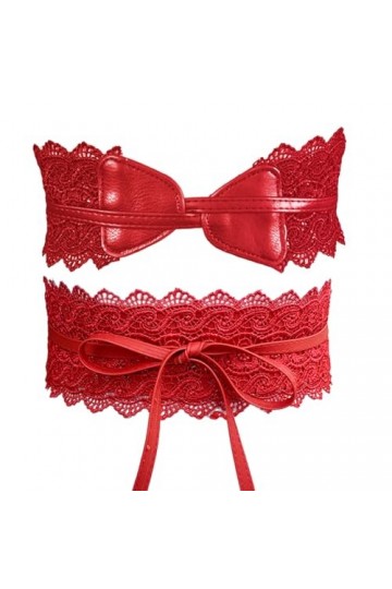 Satohom Ceinture pour femme large en dentelle avec ceinture en simili cuir sangler Tie taille unique Boho dentelle ceintures 