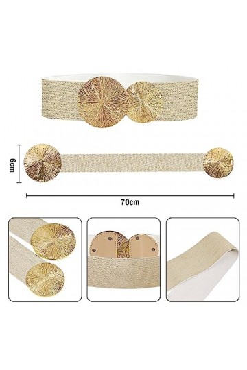 Moorle Ceinture élastique pour femme - Ceinture large - Boucle tendance - Avec boucle dorée - Ceinture extensible pour femme 