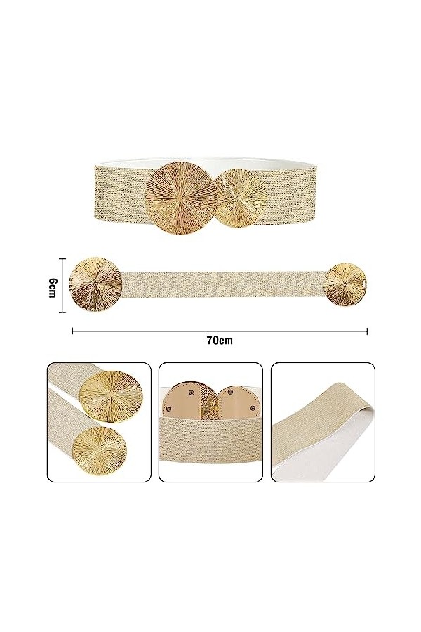 Moorle Ceinture élastique pour femme - Ceinture large - Boucle tendance - Avec boucle dorée - Ceinture extensible pour femme 