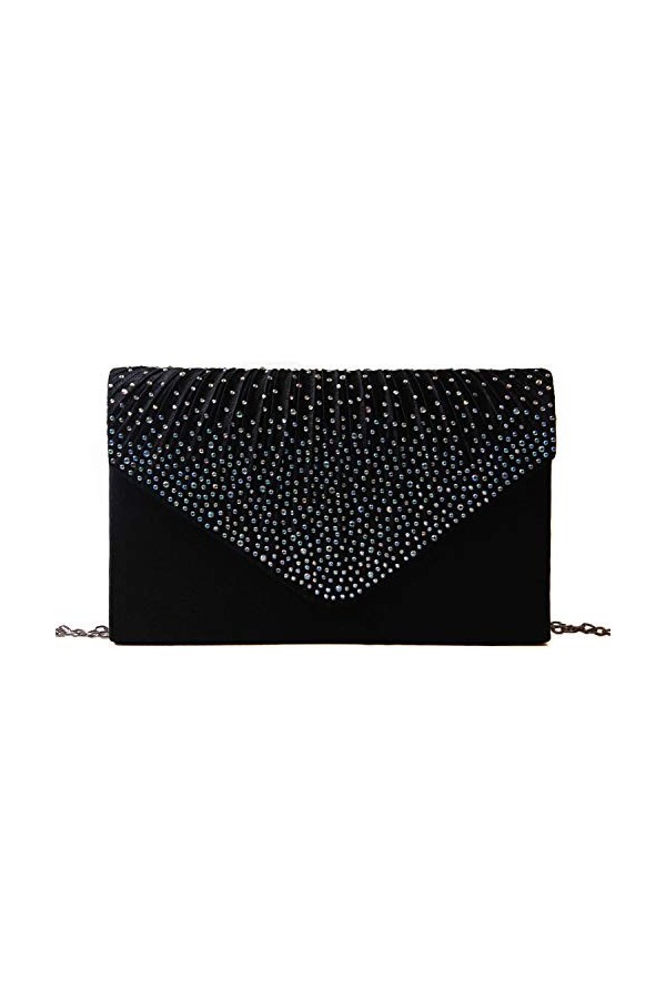 LUI SUI Femmes Pochette Classique Satin Pochette Sac à Main Sacs Paillettes Strass enveloppe soirée mariée Mariage Sac à Main