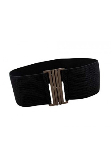 Oyccen Ceinture élastique large pour femme avec boucle en métal, Noir, taille unique