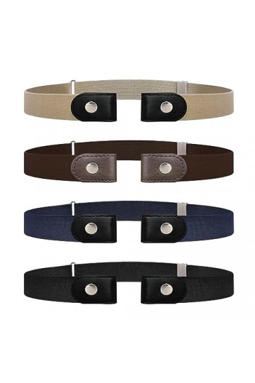 KHAOVS 4 Pièces Ceinture Extensible sans Boucle, Invisible Ceinture Femme & Homme Élastique Ceinture sans Boucle Unisexe Régl