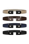 KHAOVS 4 Pièces Ceinture Extensible sans Boucle, Invisible Ceinture Femme & Homme Élastique Ceinture sans Boucle Unisexe Régl