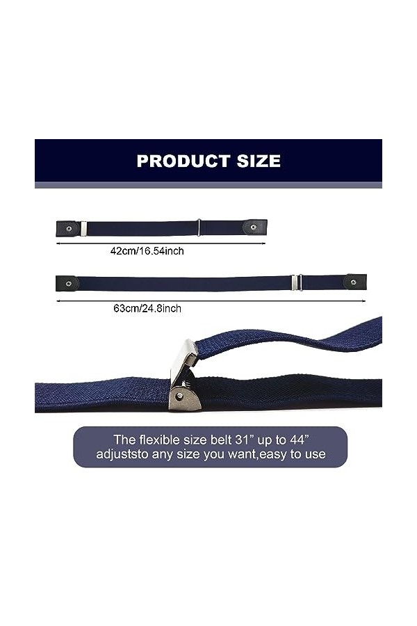 KHAOVS 4 Pièces Ceinture Extensible sans Boucle, Invisible Ceinture Femme & Homme Élastique Ceinture sans Boucle Unisexe Régl