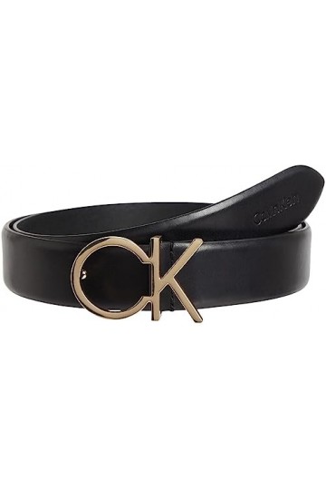 Calvin Klein Ceinture Femme Re-Lock Ck Logo Belt 3.0 cm Ceinture Cuir, Marron Cognac , 80 cm
