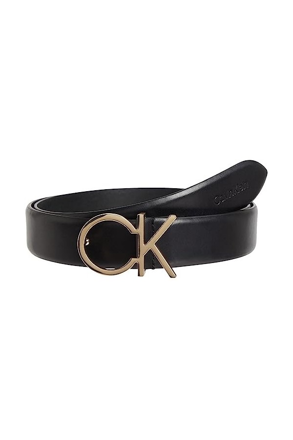 Calvin Klein Ceinture Femme Re-Lock Ck Logo Belt 3.0 cm Ceinture Cuir, Marron Cognac , 80 cm