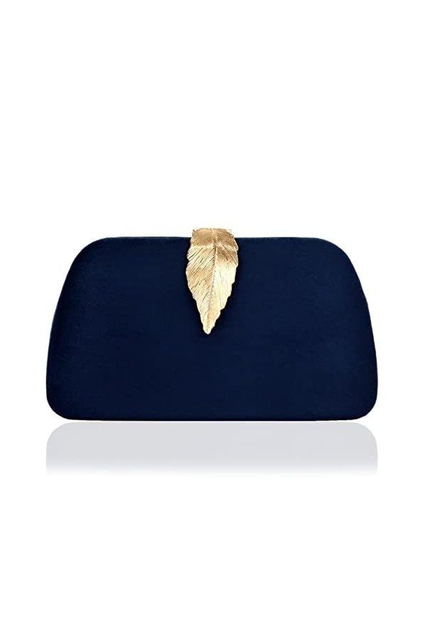 Milisente Pochette et clutches femme suède ceremonie marige sac soiree élégant clutch bag Bleu Marine 