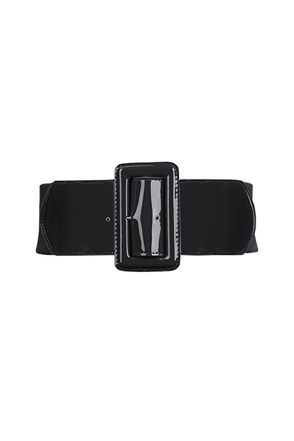 GRACE KARIN Ceinture Elastique Femme pour Robe Cocktail Soirée Cuir Ceinture Elegant à Boucle Classique Noir -1 L