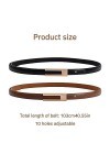 Wisebom Ceintures Fine Cuir Femme Réglable, 2 Pcs Mode Sangle de Taille en Cuir PU avec Boucle en Alliage Doré Classique, Min