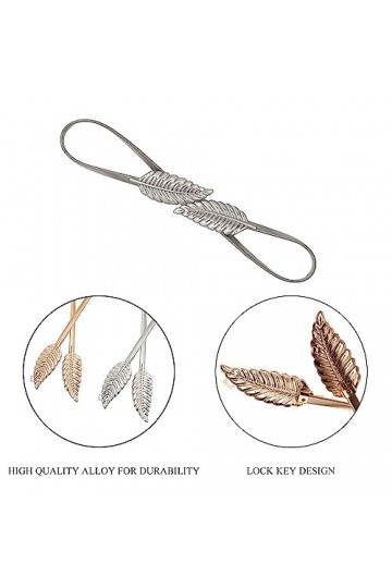 WnlahuWA 2 Pièces Ceinture Femme Fantaisie, Métalliques Élastique Chaîne, Feuille Décorative en Ceinture, pour La Saint-Valen