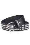 YSTrillion Ceinture à Clous,110CM Ceinture à Double œillet en Cuir PU Punk Ceinture Double Prong Boucle de Ceinture pour Femm
