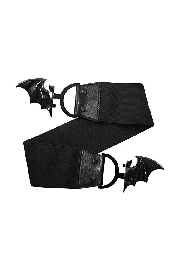 kreepsville 666 Womens Bat Elastic Belt Black, Noir, 2XL/3XL 36-44 