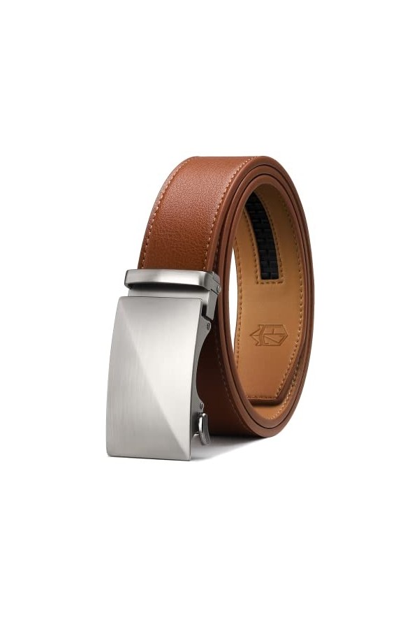 Zitahli Ceinture pour homme, ceinture à cliquet en cuir de qualité supérieure, ceinture coulissante avec boucle automatique r